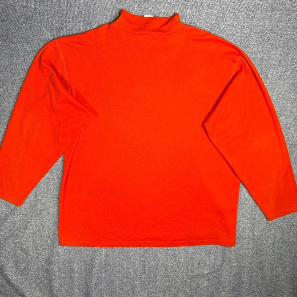 The North Face Mens‎ Orange Waffle Knit Quarter Zip Pullover Long Sleeve XXL